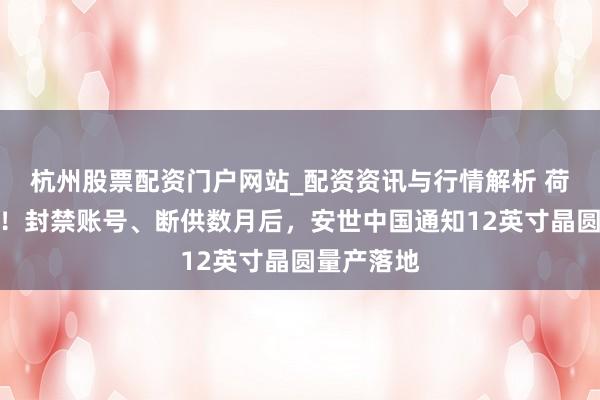 杭州股票配资门户网站_配资资讯与行情解析 荷兰有点急！封禁账号、断供数月后，安世中国通知12英寸晶圆量产落地