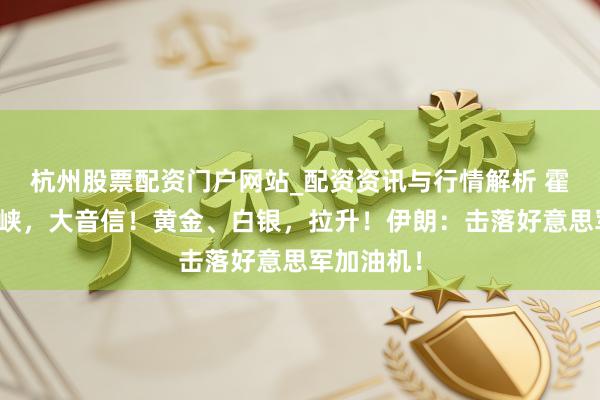 杭州股票配资门户网站_配资资讯与行情解析 霍尔木兹海峡，大音信！黄金、白银，拉升！伊朗：击落好意思军加油机！